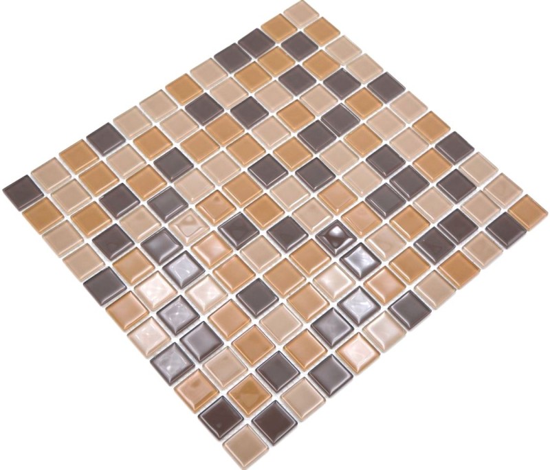 Mosaïque Carreaux Mosaïque de verre beige marron café SALLE DE BAIN WC CUISINE MUR Plaque de mosaïque MOS62-1302