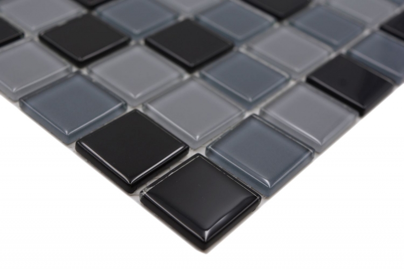 Mosaïque Carreaux Mosaïque de verre gris anthracite noir SALLE DE BAINS WC cuisine MUR Plaque de mosaïque MOS62-0208