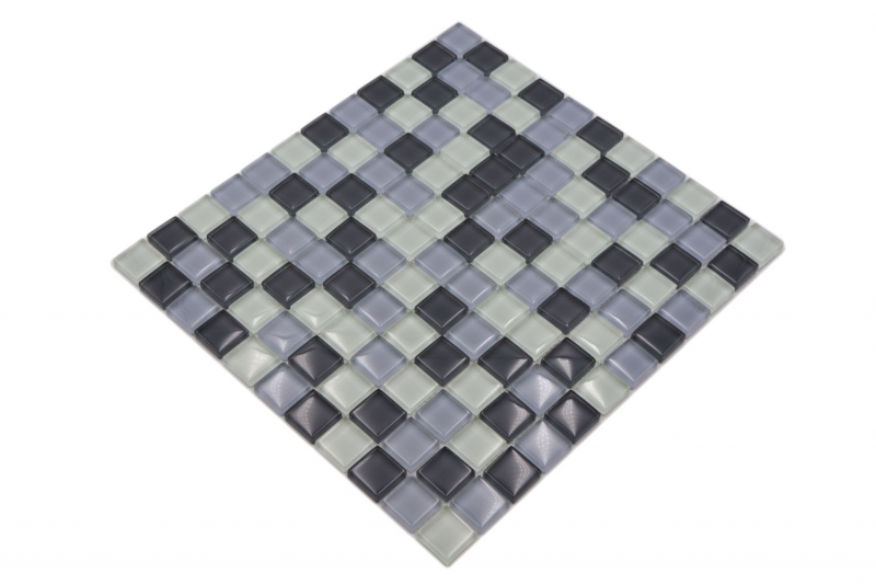 Mosaïque de verre Carreaux de mosaïque blanc gris anthracite BAD WC cuisine MUR MOS72-0204