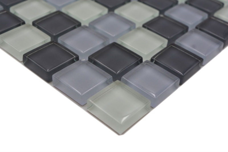 Mosaïque de verre Carreaux de mosaïque blanc gris anthracite BAD WC cuisine MUR MOS72-0204