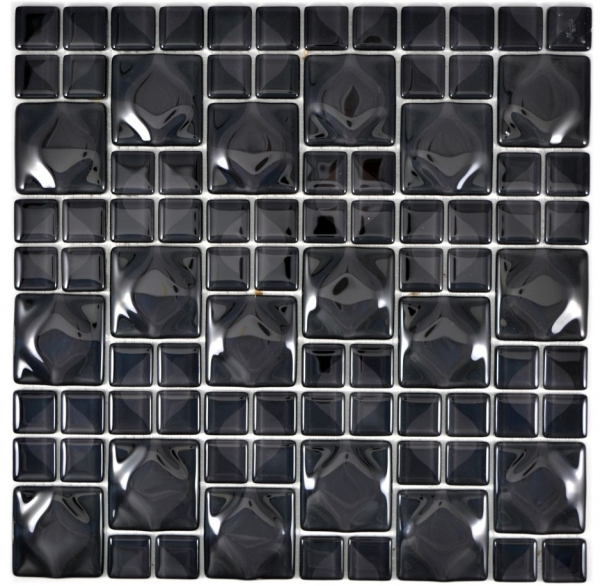 Motif manuel Carreau de mosaïque Translucide noir 3D noir Red Dot Design MOS68-0305_m