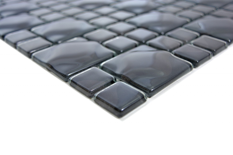 Motif manuel Carreau de mosaïque Translucide noir 3D noir Red Dot Design MOS68-0305_m