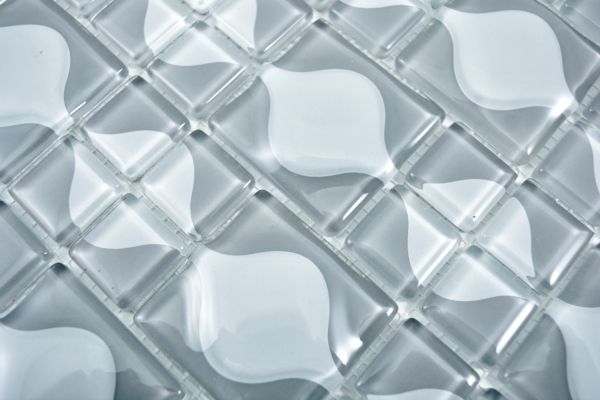 Motif manuel Carreau de mosaïque Translucide gris 3D gris Red Dot Design BAD WC cuisine MUR MOS68-0215_m