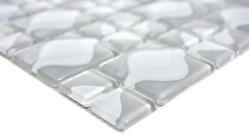 Mosaïque de verre Carreaux de mosaïque 3D gris Grey Dot Design BAD WC cuisine MUR MOS68-0215