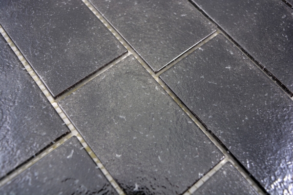 Mosaïque de verre Carreaux de mosaïque anthracite graphite noir composite de mur Nero MOS68-0349L