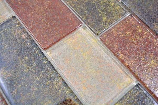 Carreau de mosaïque brun translucide Composé de mur Rusty Brown MOS68-1379L_f | 10 Tapis de mosaïque