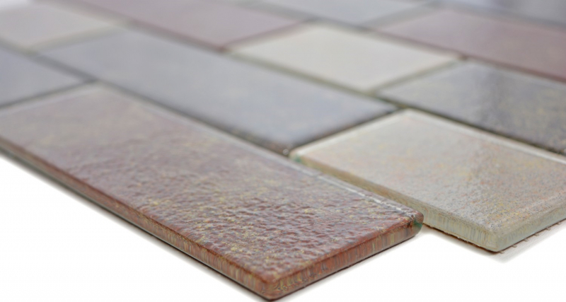 Carreau de mosaïque brun translucide Composé de mur Rusty Brown MOS68-1379L_f | 10 Tapis de mosaïque