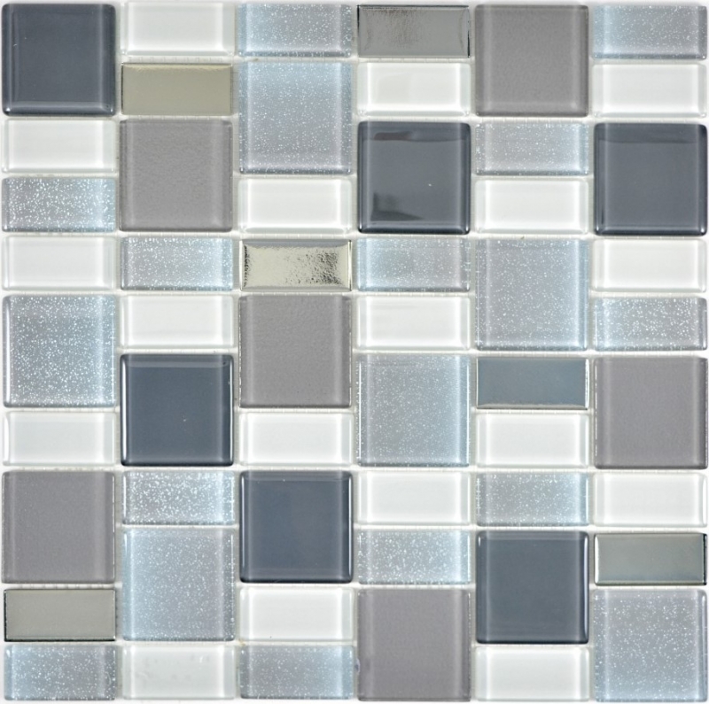 Mosaïque de verre Mosaïque de carreaux cream gris fumée combinaison irisée MOS68-0216F