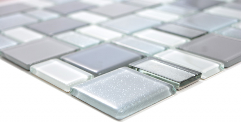 Mosaïque de verre Mosaïque de carreaux cream gris fumée combinaison irisée MOS68-0216F
