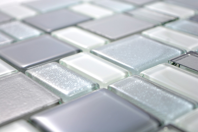 Mosaïque de verre Mosaïque de carreaux cream gris fumée combinaison irisée MOS68-0216F