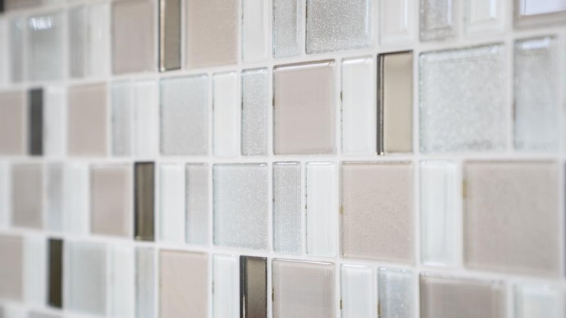 Mosaïque de verre Carrelage cream beige perl combinaison irisée MOS68-0136P