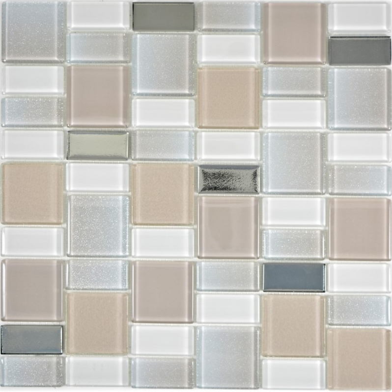 Mosaïque de verre Carrelage cream beige perl combinaison irisée MOS68-0136P