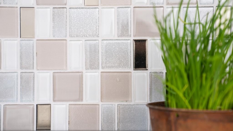 Mosaïque de verre Carrelage cream beige perl combinaison irisée MOS68-0136P