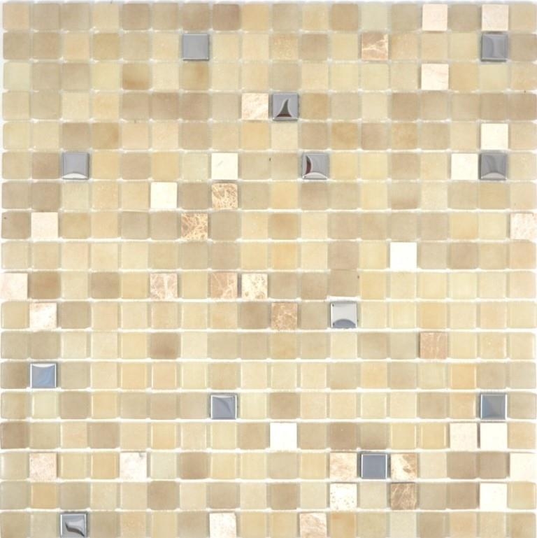 Mosaïque de verre Carrelage pierre beige jaune cream argent BAD WC cuisine MUR MOS91-0214