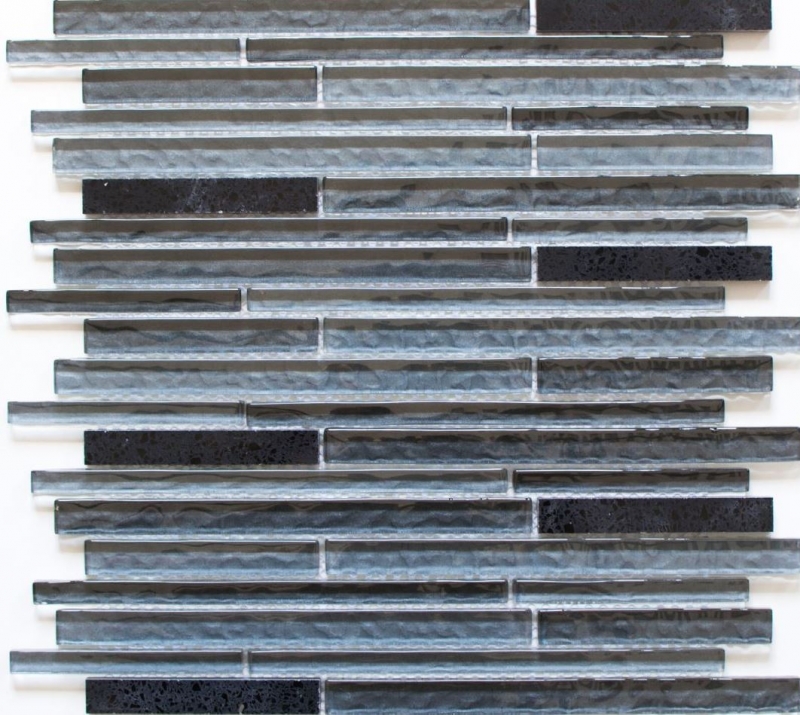 Échantillon manuel Carreau de mosaïque Translucide Composite noir Multistick Mosaïque de verre Crystal Artificial noir MOS86-MS89_m
