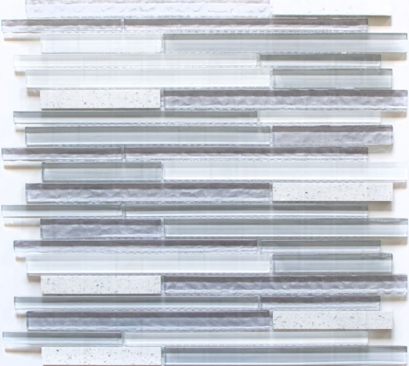 Échantillon manuel Carreau de mosaïque Translucide Composite blanc Multistick Mosaïque de verre Crystal Artificial blanc MOS86-MS90_m
