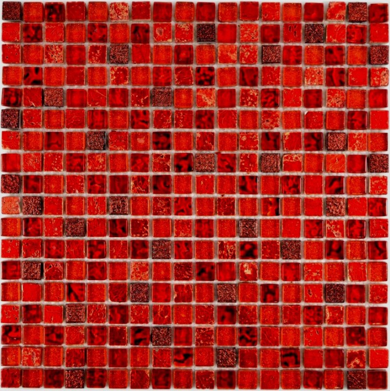 Mosaïque de verre Carreau de mosaïque rouge Résine rouge foncé BAD WC Carreau de cuisine MUR Carrelage - MOS92-0904