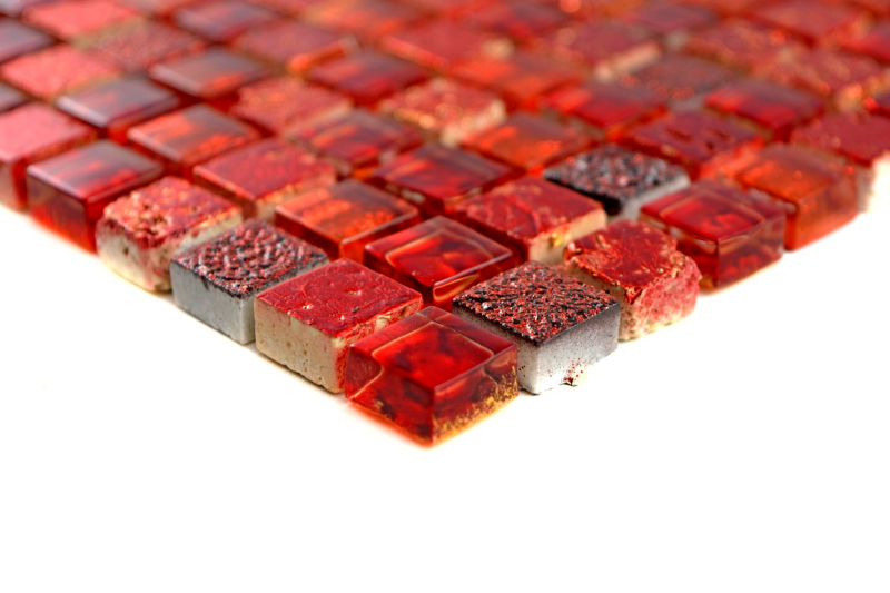 Motif à main Carreau de mosaïque Translucide rouge Mosaïque de verre Crystal Resin rouge BAD WC cuisine MUR MOS92-0904_m