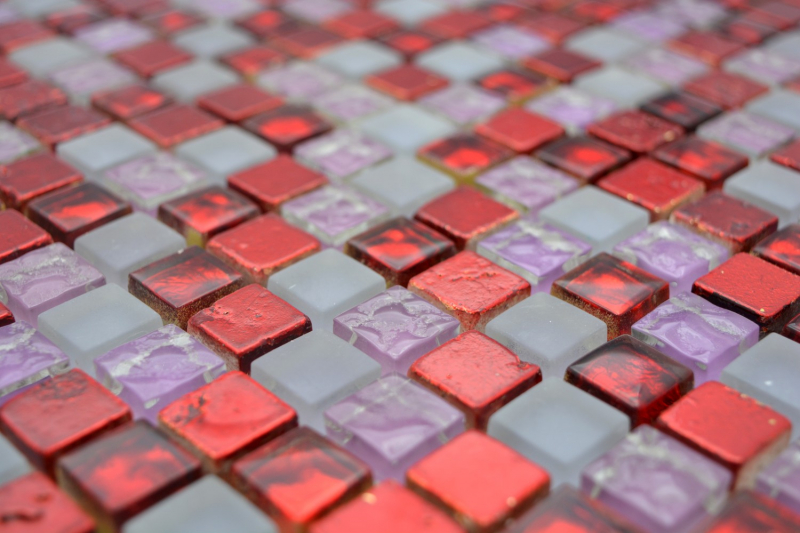 Mosaïque de verre Mosaïque rouge rose Résine mat Verre laiteux givré Carrelage cuisine - MOS92-0911