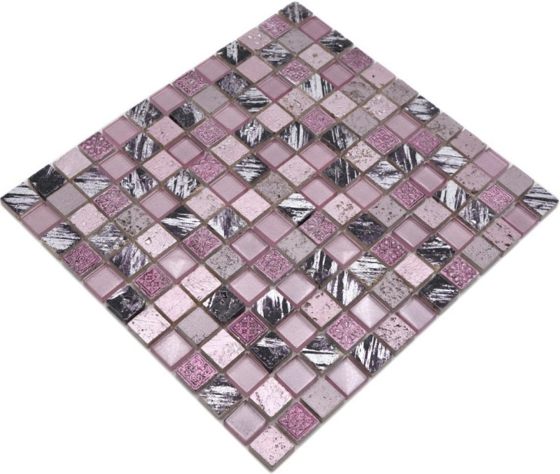 Pierre artificielle Rustique Carreau de mosaïque de verre Résine rose magenta SALLE DE BAIN WC CUISINE MUR Carrelage - MOS82-1104