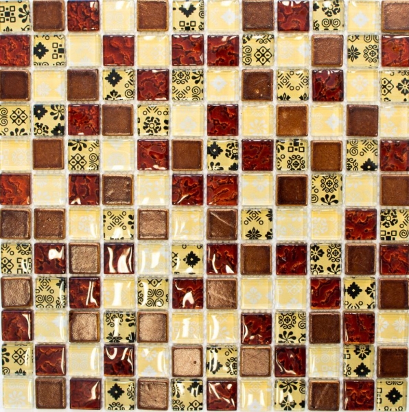 Échantillon manuel Carreau de mosaïque Translucide beige rouge Mosaïque de verre Crystal Resin optique beige rouge MOS83-CMCB25_m