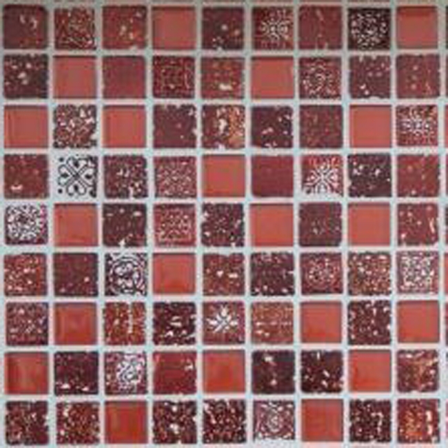 Pierre artificielle Rustique Carreau de mosaïque Verre Mosaïque Résine rouge feu foncé SALLE DE BAIN WC DOSSIER CUISINE MUR - MOS82-0906