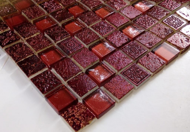 Pierre artificielle Rustique Carreau de mosaïque Verre Mosaïque Résine rouge feu foncé SALLE DE BAIN WC DOSSIER CUISINE MUR - MOS82-0906