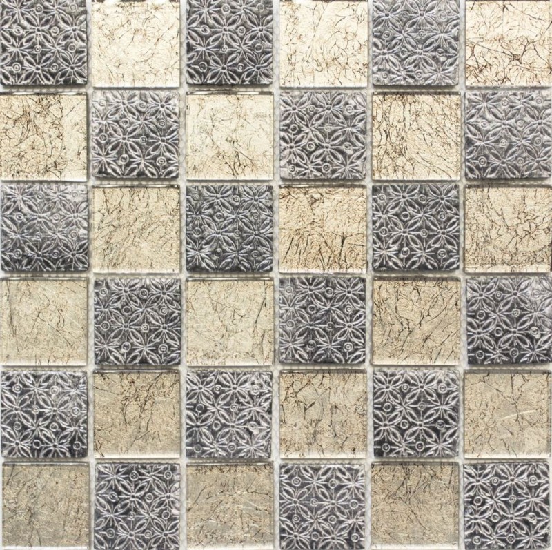 Motif manuel Carreau de mosaïque Translucide champagne noir Mosaïque de verre Crystal Resin Optik MOS78B-0702_m