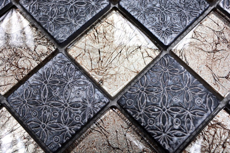 Motif manuel Carreau de mosaïque Translucide champagne noir Mosaïque de verre Crystal Resin Optik MOS78B-0702_m