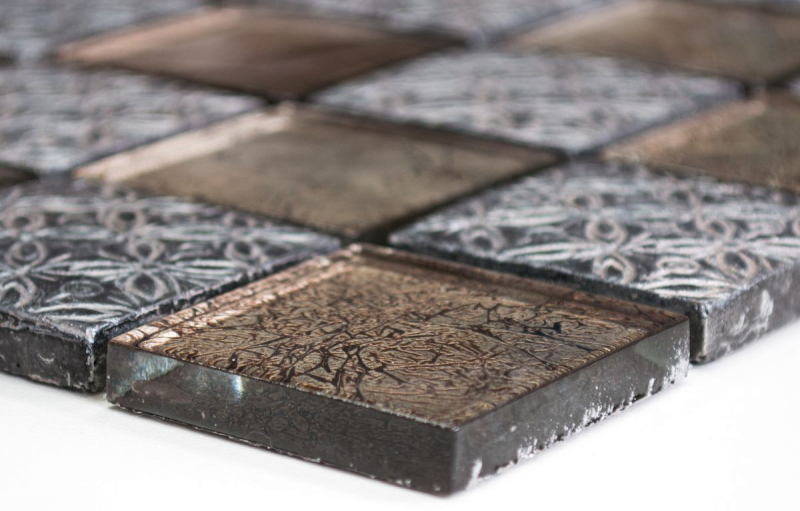 Motif manuel Carreau de mosaïque Translucide champagne noir Mosaïque de verre Crystal Resin Optik MOS78B-0702_m