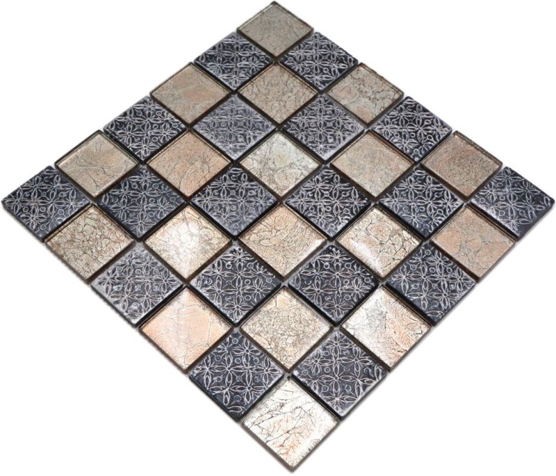 Mosaïque de verre Carreau de mosaïque champagne noir Résine Miroir de carrelage Cuisine Paroi de douche MOS78B-0702