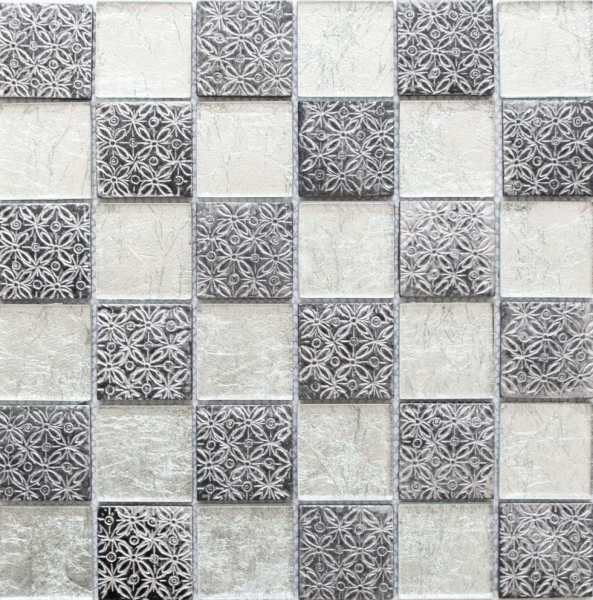 Échantillon manuel Carreau de mosaïque Translucide argenté Mosaïque de verre Crystal Resin aspect argenté MOS88-8OP6_m