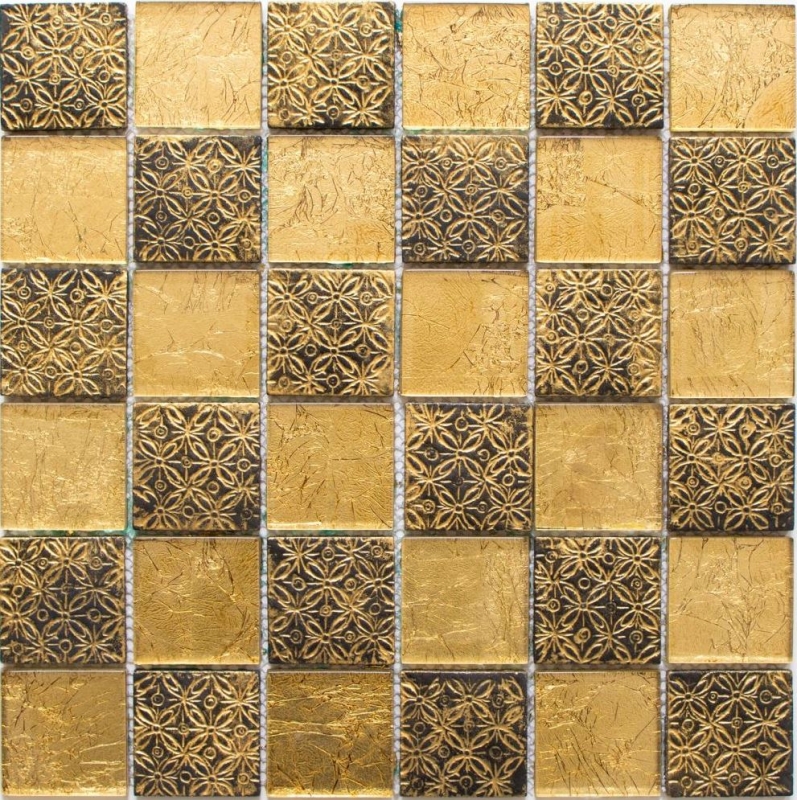 Mosaïque de verre or Carreau de mosaïque Résine optique Miroir de carrelage Cuisine Paroi de douche MOS88-8OP7