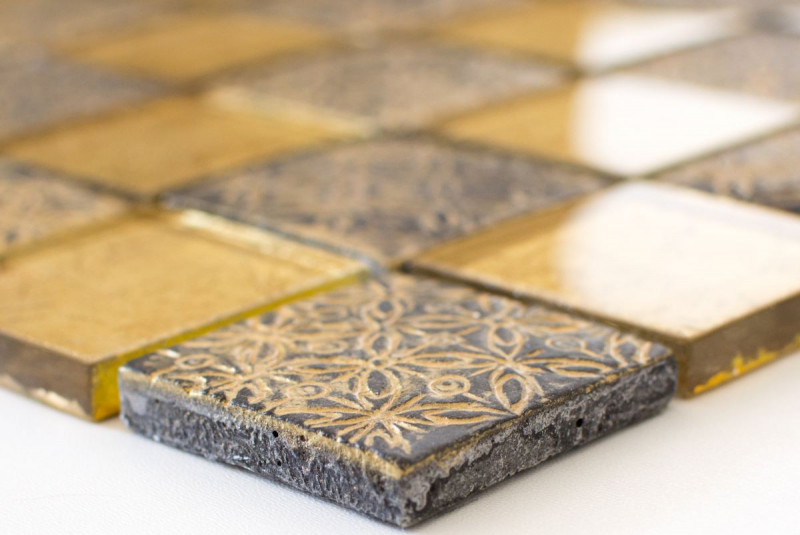 Mosaïque de verre or Carreau de mosaïque Résine optique Miroir de carrelage Cuisine Paroi de douche MOS88-8OP7