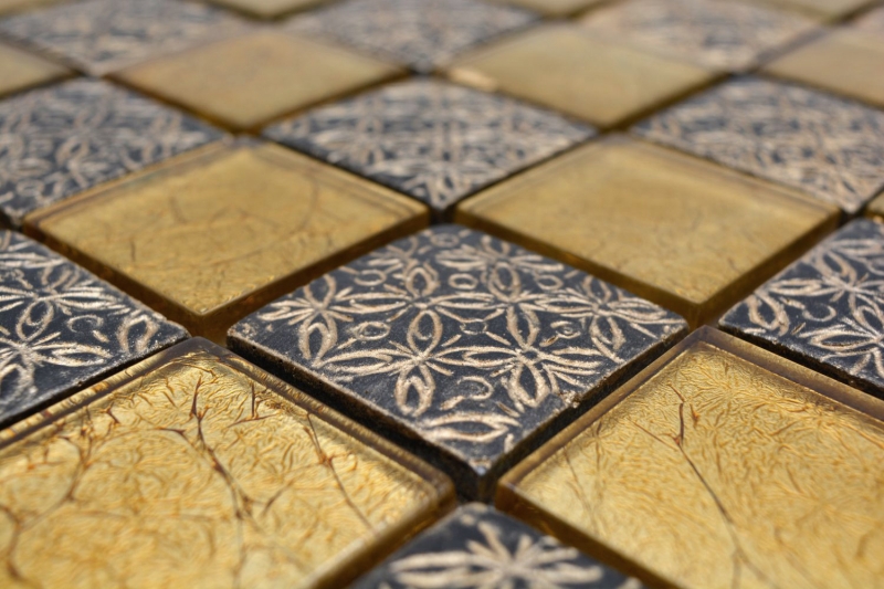 Mosaïque de verre or Carreau de mosaïque Résine optique Miroir de carrelage Cuisine Paroi de douche MOS88-8OP7