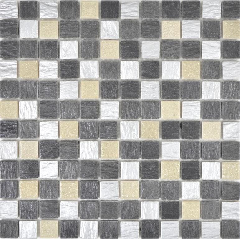 Échantillon manuel Carreau de mosaïque Translucide gris noir Mosaïque de verre Crystal Resin gris noir argenté MOS83-0226_m