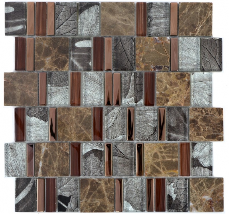 Échantillon manuel Carreau de mosaïque Translucide beige marron Multiformat Mosaïque de verre Crystal Pierre EP beige marron MOS88-1220_m