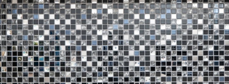Mosaïque Carreaux acier inoxydable Mosaïque de verre anthracite argent noir Plaque de mosaïque MOS63-CM-426