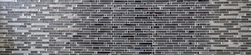 Mosaïque de verre bâtonnets Carreaux de mosaïque acier inoxydable blanc cream argent MOS86-0106