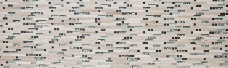 Carreau de mosaïque translucide acier inoxydable blanc bois composite mosaïque de verre Crystal pierre acier wood white MOS86-0108_f