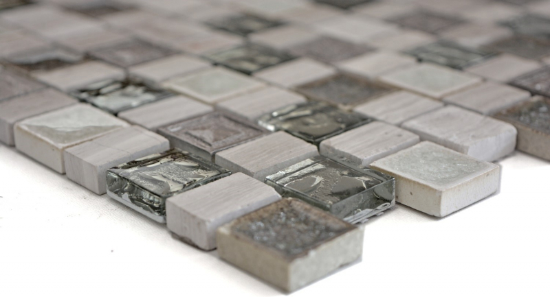 Mosaïque Carreau composite Résine Céramique gris blanc gris clair crème beige Multiformat Mosaïque de verre Carreaux - MOS82-2002