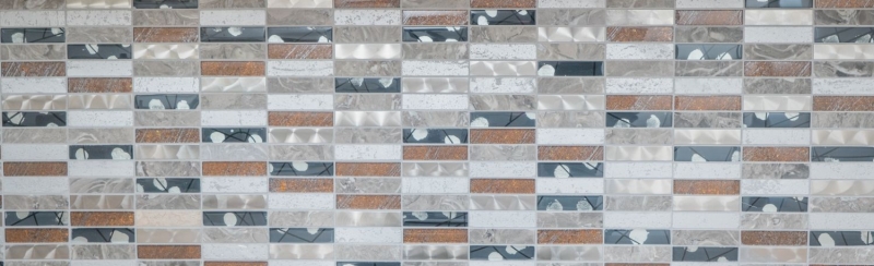Plaquette Rectangle Carreaux Mosaïque de verre Acier inoxydable Résine gris anthracite marron Carrelage mur Cuisine Salle de bains - MOS87-24X