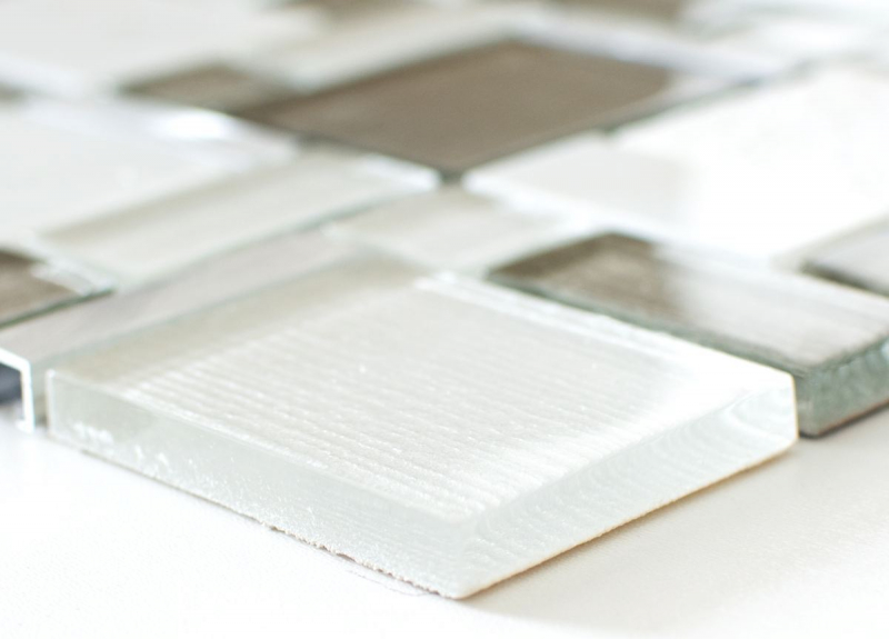 Pierre naturelle Mosaïque de verre Carreaux de mosaïque aluminium blanc anthracite crème beige Carrelage mur salle de bain - MOS49-FK01