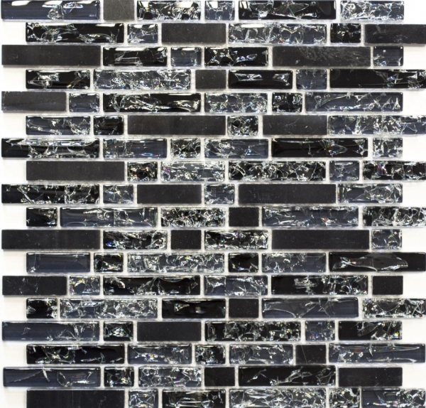 Motif manuel Carreau de mosaïque Translucide noir composite Mosaïque de verre Crystal pierre noire MOS87-v1328_m