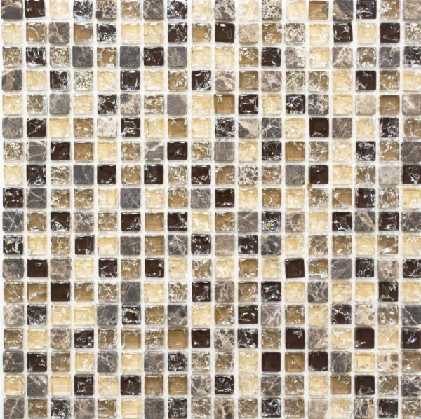 Échantillon manuel Carreau de mosaïque Translucide beige foncé Mosaïque de verre Crystal Pierre emperador foncé MOS92-1055_m