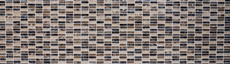 Plaquette Rectangle Carreaux Mosaïque Verre Fractionné Marbre Pierre Naturelle Marron Foncé Beige Mur Salle de Bains Cuisine WC - MOS87-S1255