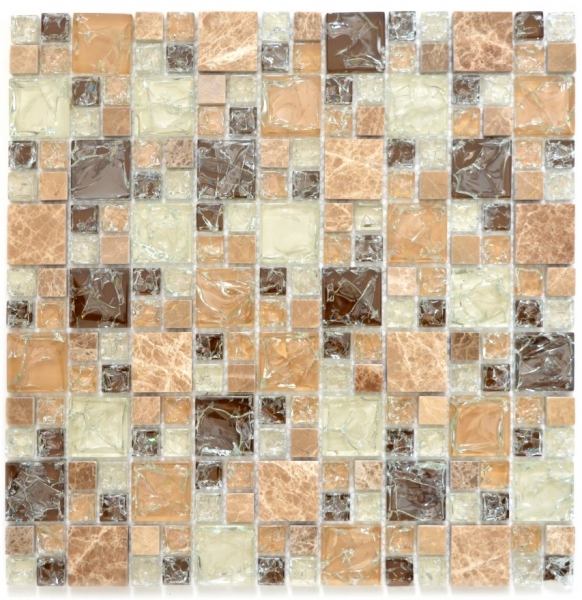 Motif manuel Carreau de mosaïque translucide brun clair Combinaison de mosaïque de verre Crystal pierre emperador claire MOS87-K1453_m