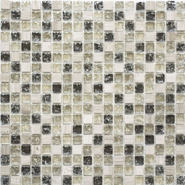Échantillon manuel Carreau de mosaïque gris-vert translucide Mosaïque de verre Crystal pierre gris-vert MOS92-1052_m
