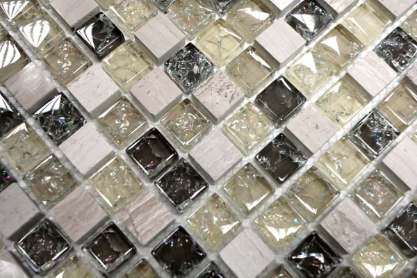 Échantillon manuel Carreau de mosaïque gris-vert translucide Mosaïque de verre Crystal pierre gris-vert MOS92-1052_m