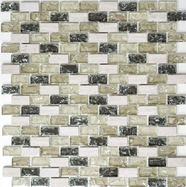 Motif manuel Carreau de mosaïque Translucide gris-vert Brick Mosaïque de verre Crystal Pierre gris-vert MOS87-B1152_m